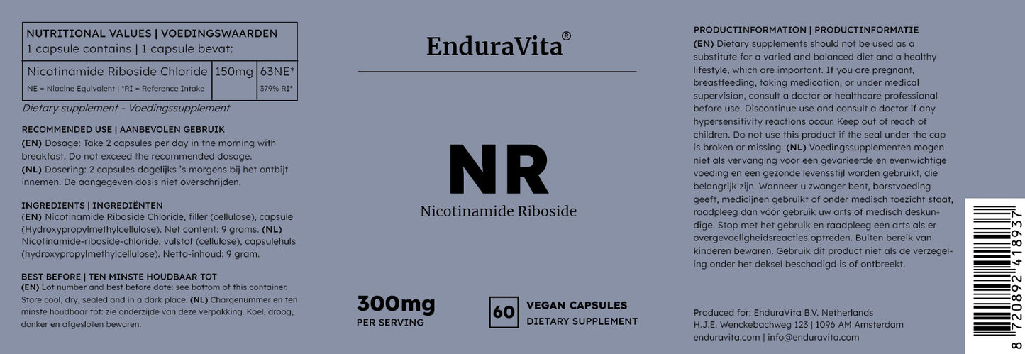 Suplemento de Nicotinamida Ribosida 60x150mg